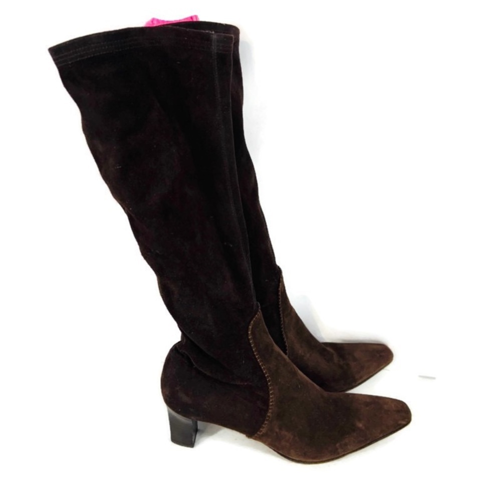 Salvatore Ferragamo Brown Suede Pull On Bo…